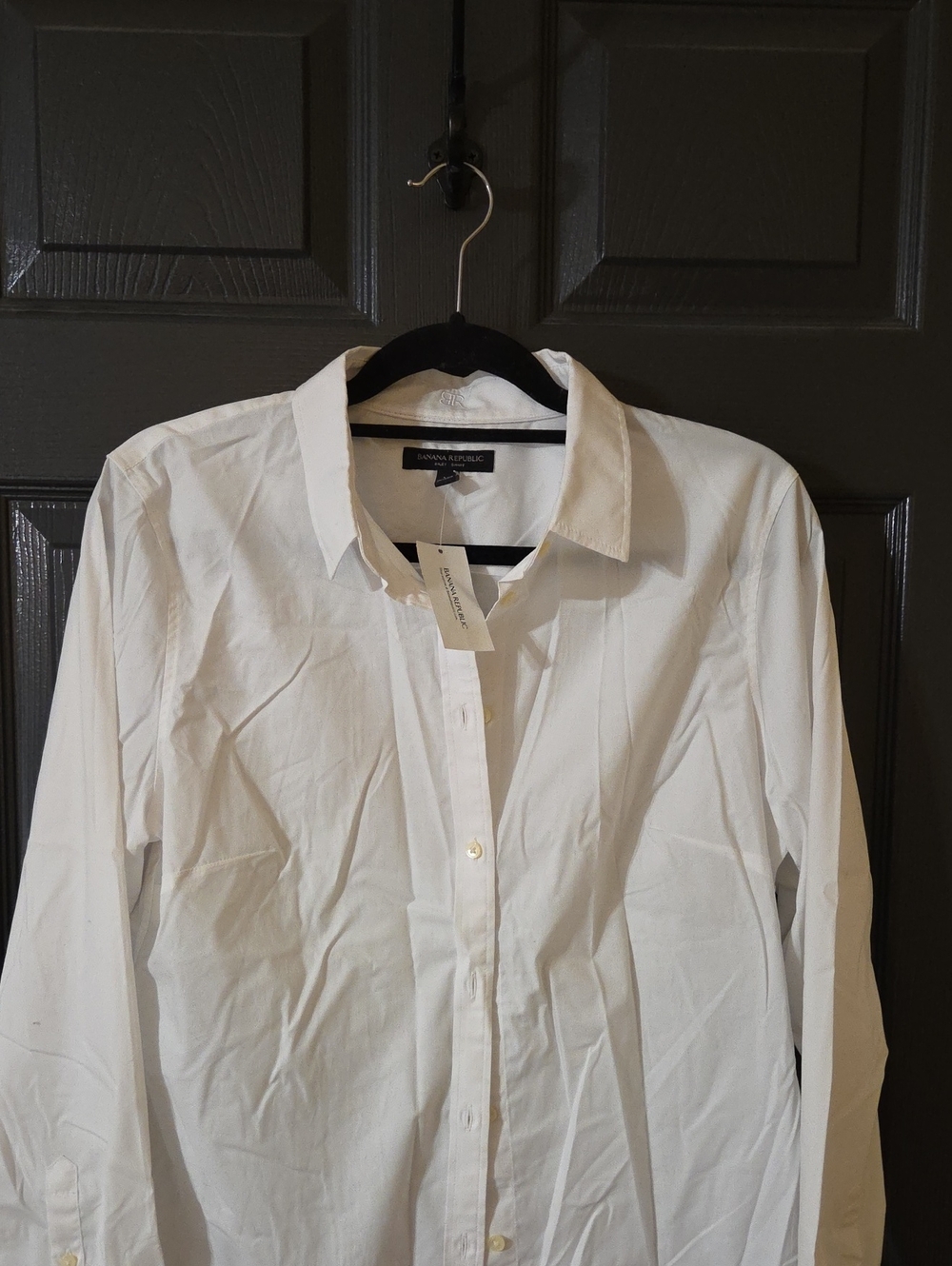 Banana Republic Women's White Button-Front Cotton Shirt